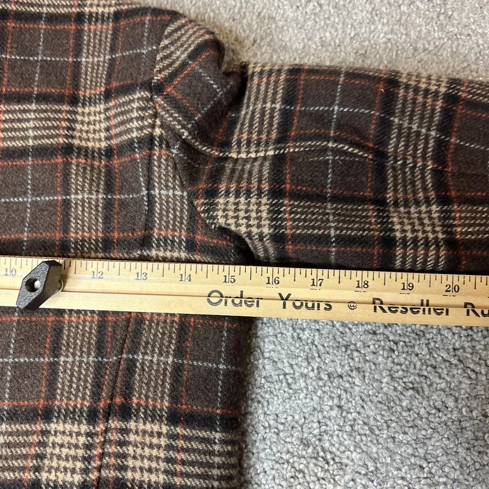 Janie And Jack Pea Coat Kids 4-5 Brown Plaid Wool Faux Fur Lined Winter‎ preppy - Picture 13 of 13